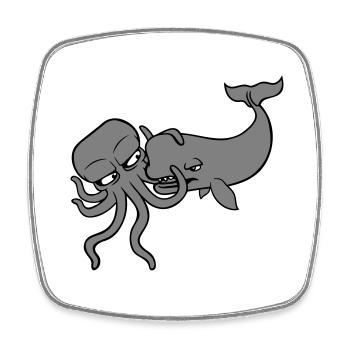 Octopus Whale 2 Combattre Monstre des profondeurs Monstre marin - Magnet carré - blanc - Devant