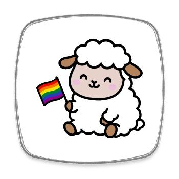 Petit mouton de la fierté avec drapeau arc-en-ciel - Magnet carré - blanc - Devant