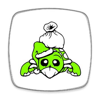 Tortue Père Noël chapeau cadeaux bande dessinée - Magnet carré - blanc - Devant