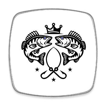 Angeln Hecht Fisch Symbol - Viereckiger Kühlschrankmagnet - Weiß - Vorne
