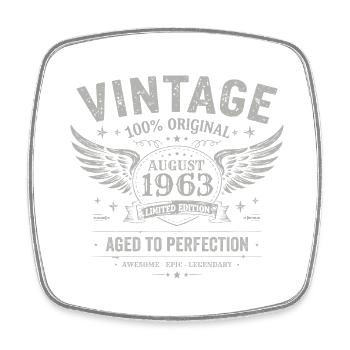 Born in August 1963, built August 1963 - August 1963 - Square fridge magnet - white - Front