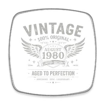Born in August 1980, built August 1980 - August 1980 - Square fridge magnet - white - Front