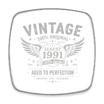Born in August 1991, built August 1991 - August 1991 - Square fridge magnet - white - Front