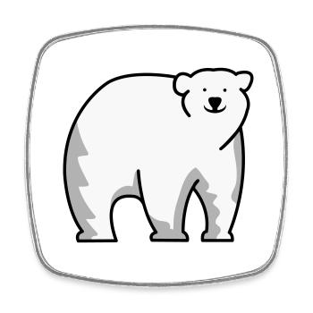 Ours blanc - Magnet carré - blanc - Devant
