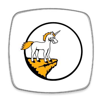 Unicorn Cliff Moon Evil Angry Bad Mood - Square fridge magnet - white - Front