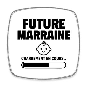 Annonce grossesse Future marraine - Magnet carré - blanc - Devant