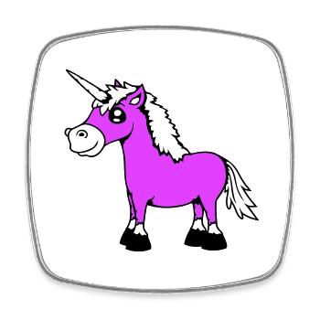 licorne sourit assez sympathique cheval de dessin animé - Magnet carré - blanc - Devant