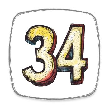 Bande dessinée à 34 numéros - Magnet carré - blanc - Devant