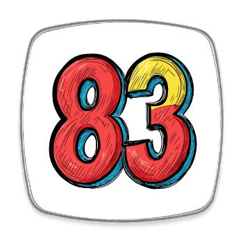 83 Zahl Comic - Viereckiger Kühlschrankmagnet - Weiß - Vorne