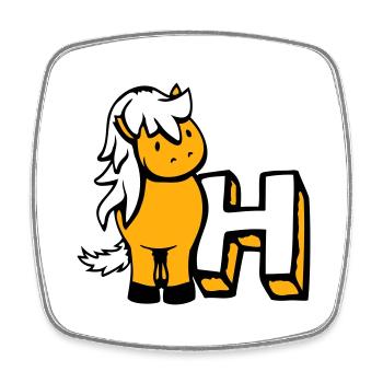 Pferd H Horse Buchstabe ABC Englisch Lernen Schule - Viereckiger Kühlschrankmagnet - Weiß - Vorne