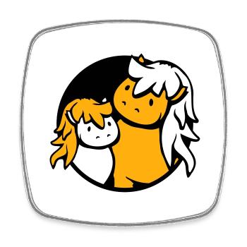 2 Cute Horses Child Family Mom Dad Mom Father - Square fridge magnet - white - Front