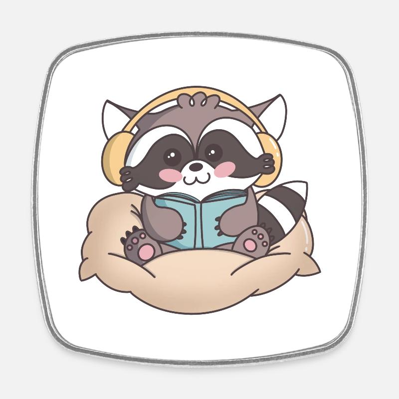 Read-ccoon - Magnet carré - blanc