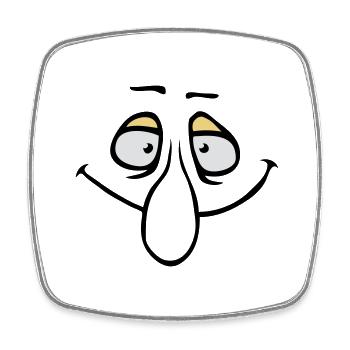 Gesicht Große Nase Lächeln Grinsen Comic Cartoon - Viereckiger Kühlschrankmagnet - Weiß - Vorne