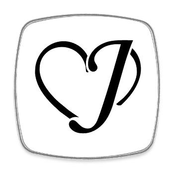 Heart letter J - Square fridge magnet - white - Front