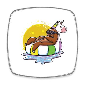 Paresseux été cadeau drôle anniversaire licorne - Magnet carré - blanc - Devant