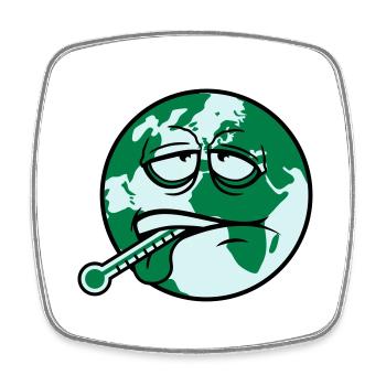 earth sick virus bacteria thermometer humanity - Square fridge magnet - white - Front