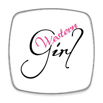 Westerngirl Schriftzug - Viereckiger Kühlschrankmagnet - Weiß - Vorne