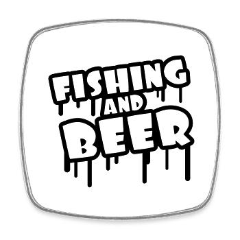 Fishing And Beer Graffiti - Magnet carré - blanc - Devant
