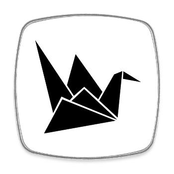 origami crane - Magnet carré - blanc - Devant