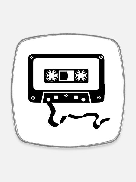 Tape Cassette Radio Music Sound Gift Retro - Square fridge magnet - white