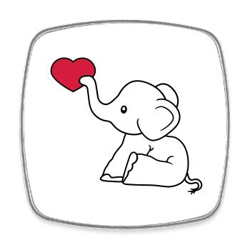 herz liebe schenken verliebt elefant sitzend suess - Viereckiger Kühlschrankmagnet - Weiß - Vorne