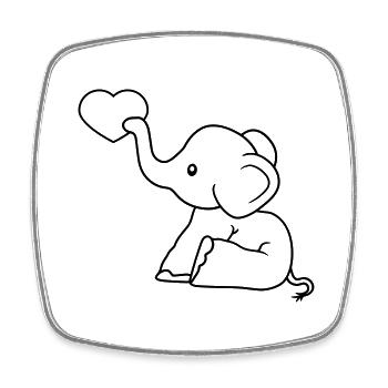 elefant herz liebe schenken verliebt sitzend suess - Viereckiger Kühlschrankmagnet - Weiß - Vorne