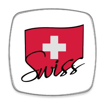 Swiss Flag Logo - Magnet carré - blanc - Devant