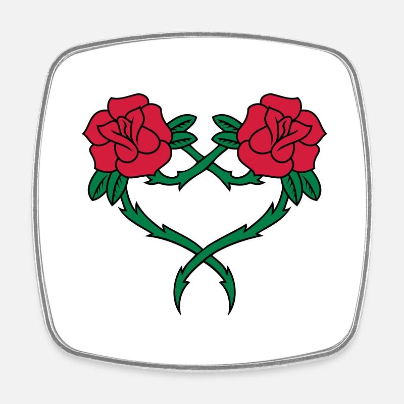 Rose Flower Heart 2 3c - Square fridge magnet - white