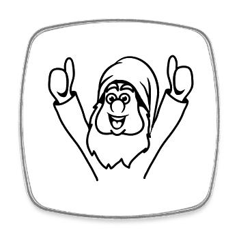 Pouces nains up happy - Magnet carré - blanc - Devant