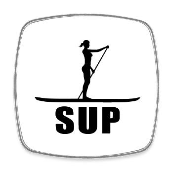 Stand Up Paddling - Viereckiger Kühlschrankmagnet - Weiß - Vorne