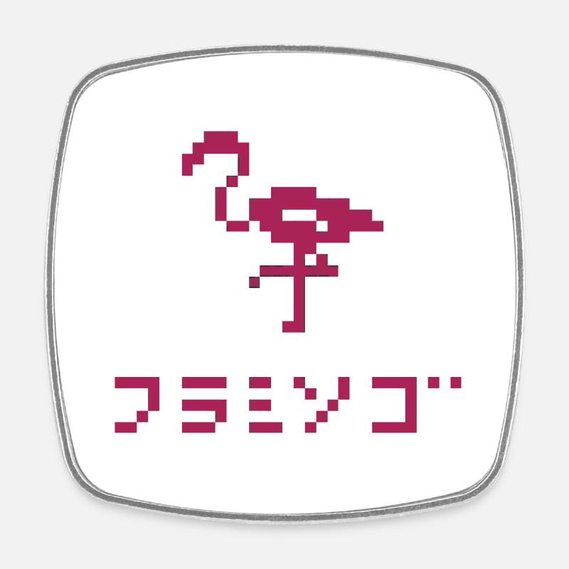 8bit Furamingo - Square fridge magnet - white