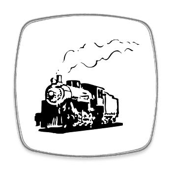 dampflok chemin de fer locomotive roman - Magnet carré - blanc - Devant