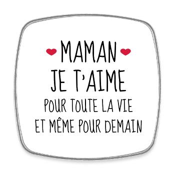 Maman je t'aime - Mère - Bébé - Naissance - Amour - Magnet carré - blanc - Devant