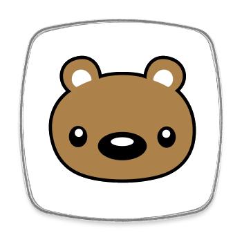 nounours visage tête douillet - Magnet carré - blanc - Devant