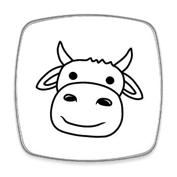 taureau vache visage tête petite - Magnet carré - blanc - Devant
