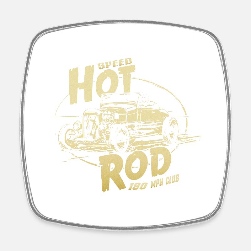 Hot rod garage V8 - Square fridge magnet - white