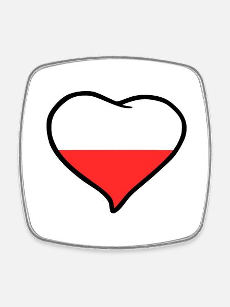 Polen Flagge - Viereckiger Kühlschrankmagnet - Weiß