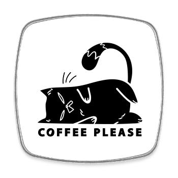 Kaffee Katze koffein Cat Coffee Katzenliebhaber - Viereckiger Kühlschrankmagnet - Weiß - Vorne