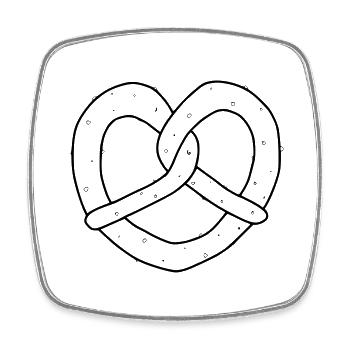 Pretzel. Heart. pretzel - Square fridge magnet - white - Front