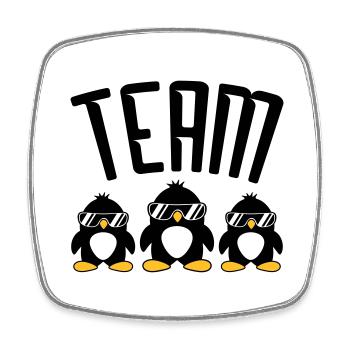 Logo Team Pinguine - Viereckiger Kühlschrankmagnet - Weiß - Vorne