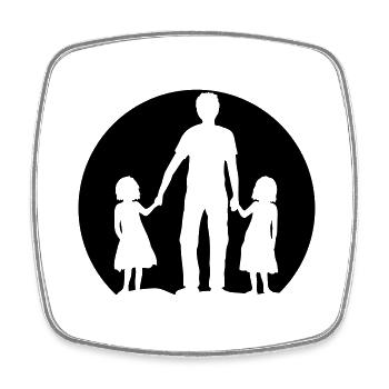 Logo Vater Töchter - Viereckiger Kühlschrankmagnet - Weiß - Vorne