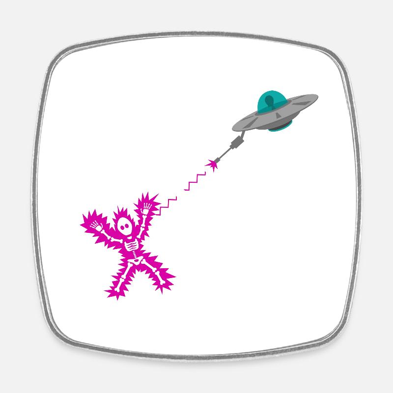 Ufo alien laser - Square fridge magnet - white