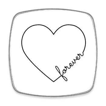Forever heart line frame - Square fridge magnet - white - Front