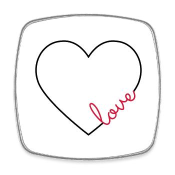 Cadre coeur d'amour - Magnet carré - blanc - Devant