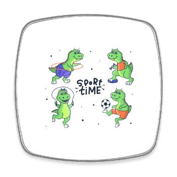 Sport time dinosaur sport team cute - Square fridge magnet - white - Front