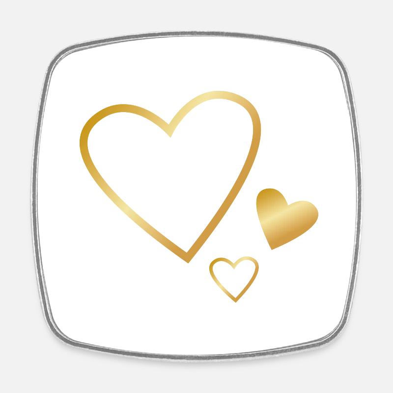 3 Gold Hearts - Square fridge magnet - white