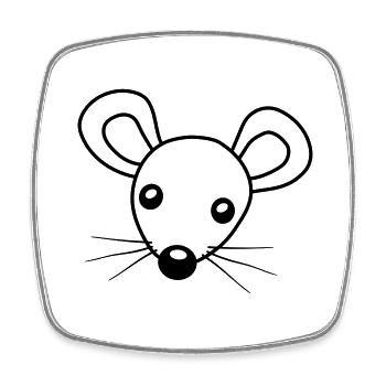 Kopf Maus Clipart - Viereckiger Kühlschrankmagnet - Weiß - Vorne