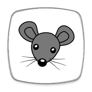 Maus Kopf Clipart - Viereckiger Kühlschrankmagnet - Weiß - Vorne