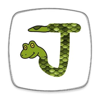 snake j - Square fridge magnet - white - Front