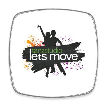 Studio de danse logo Let's Move - Magnet carré - blanc - Devant